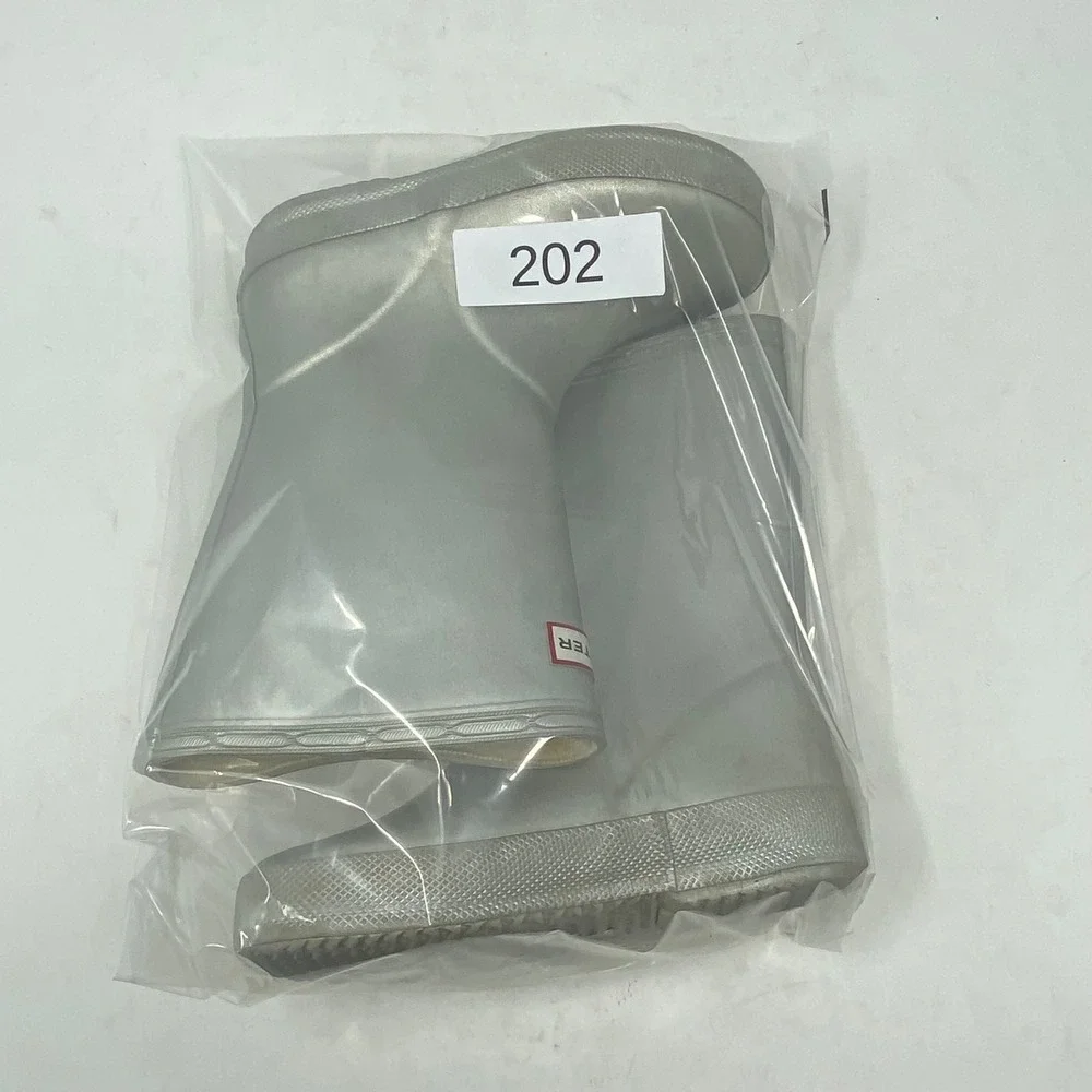 Hunter Kids First Metallic Silver Rain Boots Waterproof Wellies Size 10 Kids